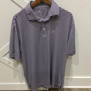 Rhoback Purple and White Striped Polo